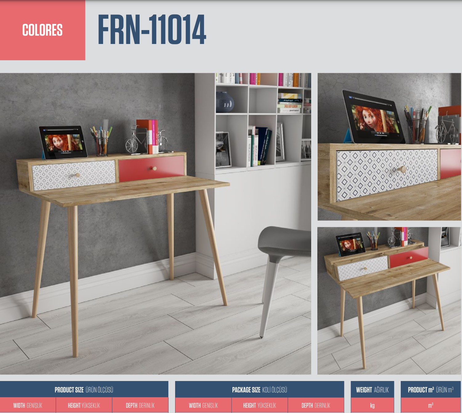 MasaColores Çalışma Masası 100CMx82CMx60CM