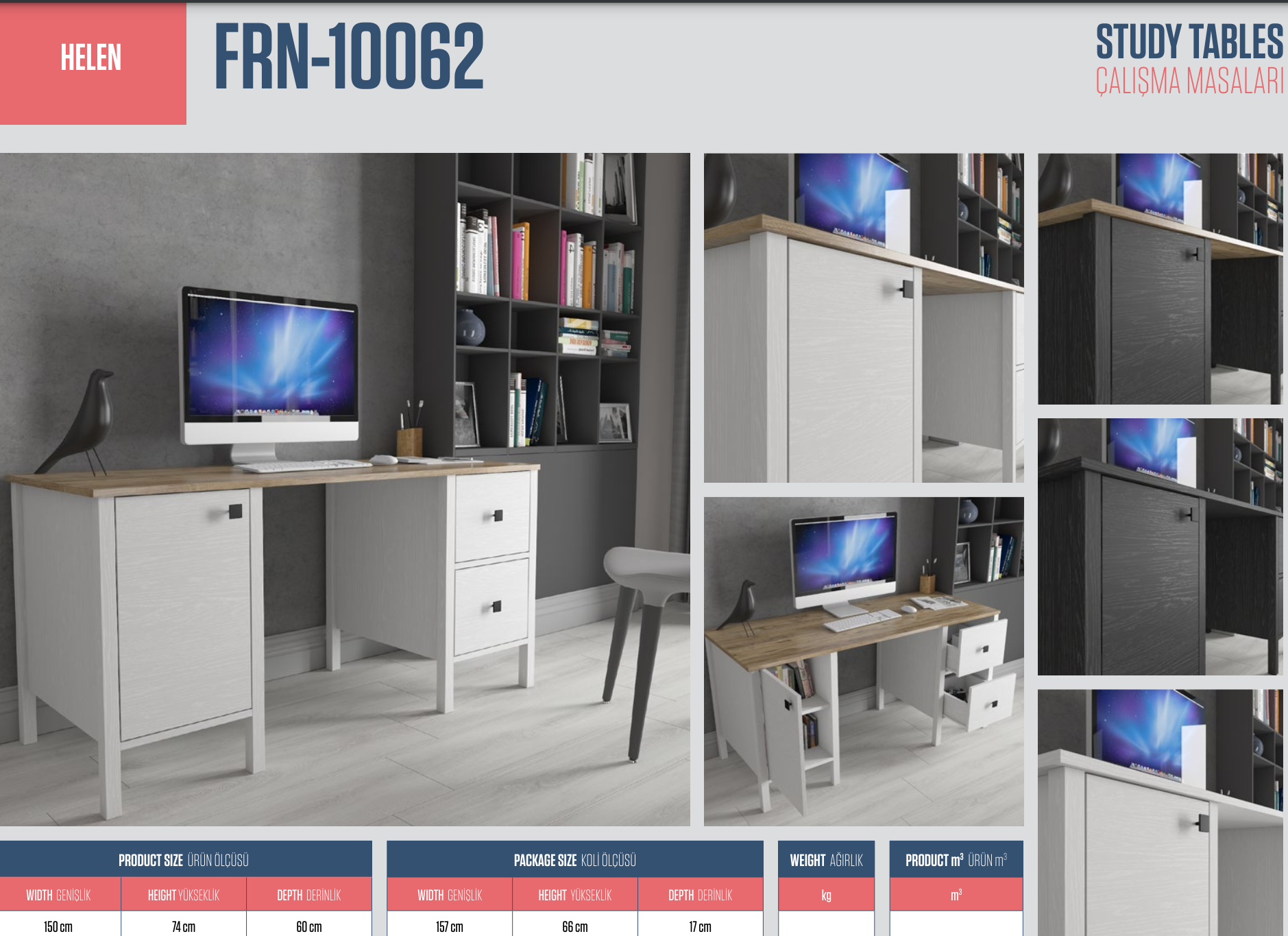 MasaHelen Çalışma Masası Beyaz 150CMx74CMx60CM