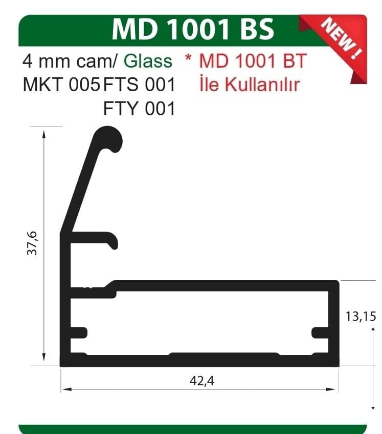 Mobilya GurubuÜstün Çerçeve Kapak Kulpu 4MM Cam 6 Metre