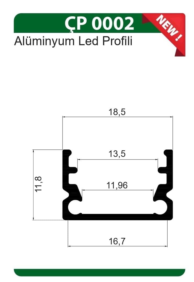 Mobilya GurubuÜstün Kulaksız Led Profil+Pvc Kapak 6 Metre Mat Krom
