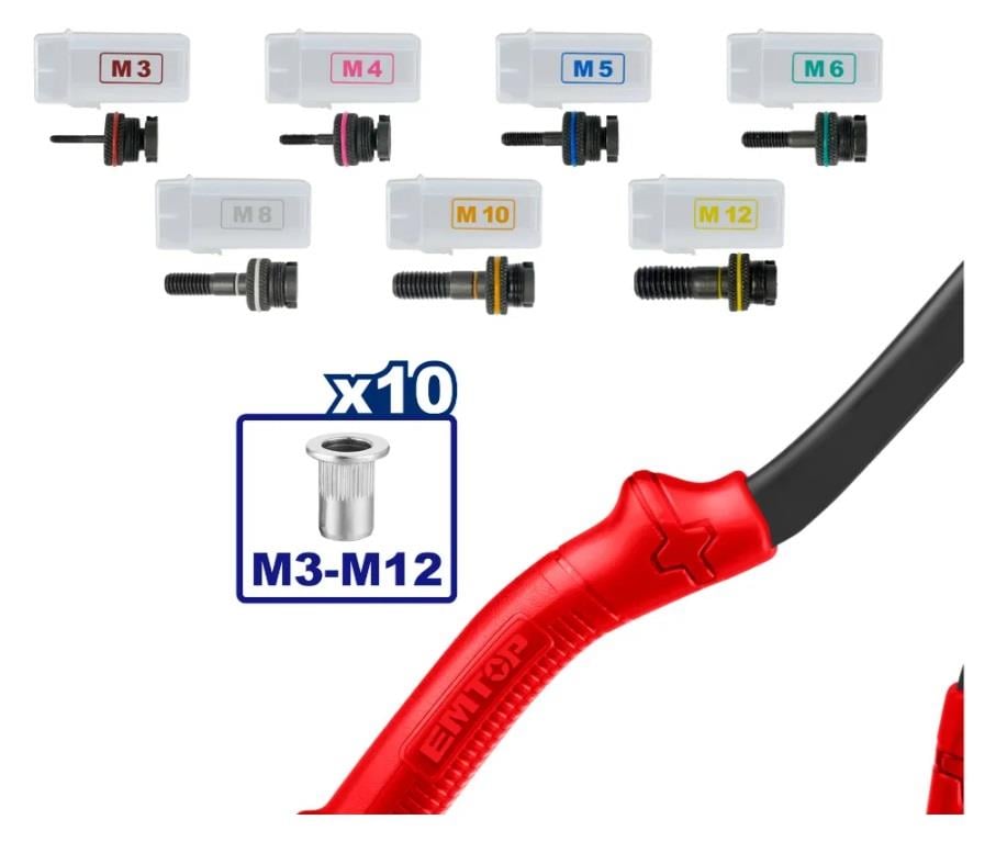 Perçin Makinesi ve AksesuarlarıEmtop Perçin Tabancası  400MM (M3-M4-M5-M6-M8-M10-M12)