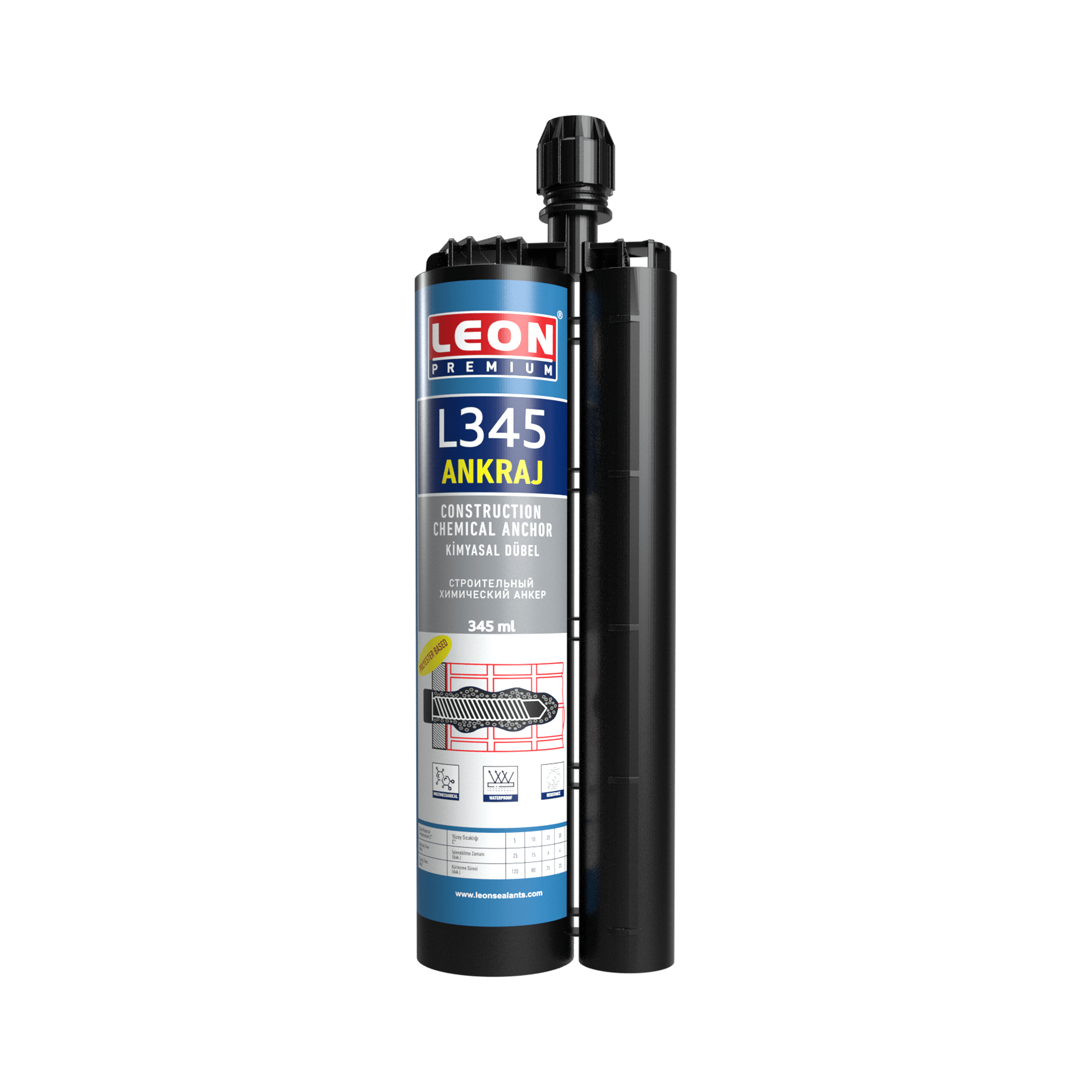 Sıvı YapıştırıcılarLeon Kimyasal Dubel Çift Bileşenli Polyester Reçine Esaslı 410ML