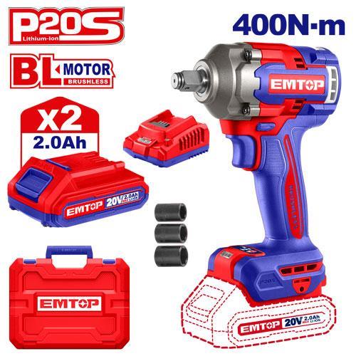 Tornavida ve Somun SıkmaEmtop Akülü Matkap Darbeli BL 13MM/400Nm 20V (2Ah Akü+Şarjer)