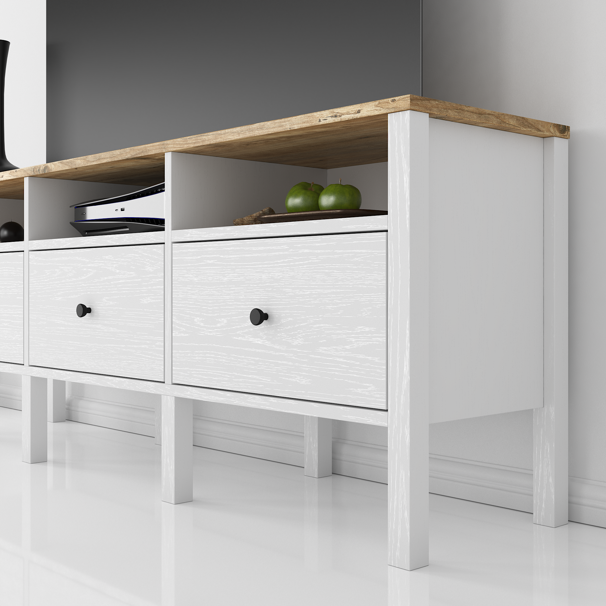 TV ÜnitesiHelen Tv Unitesi Atlantik Çam -Siyah 150CMX57CMX35CM