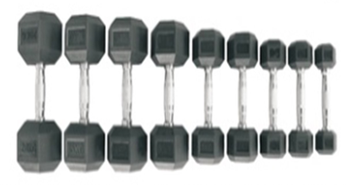 Vücut GeliştirmePower Dambıl 6 Köşe - Krom Tutacak