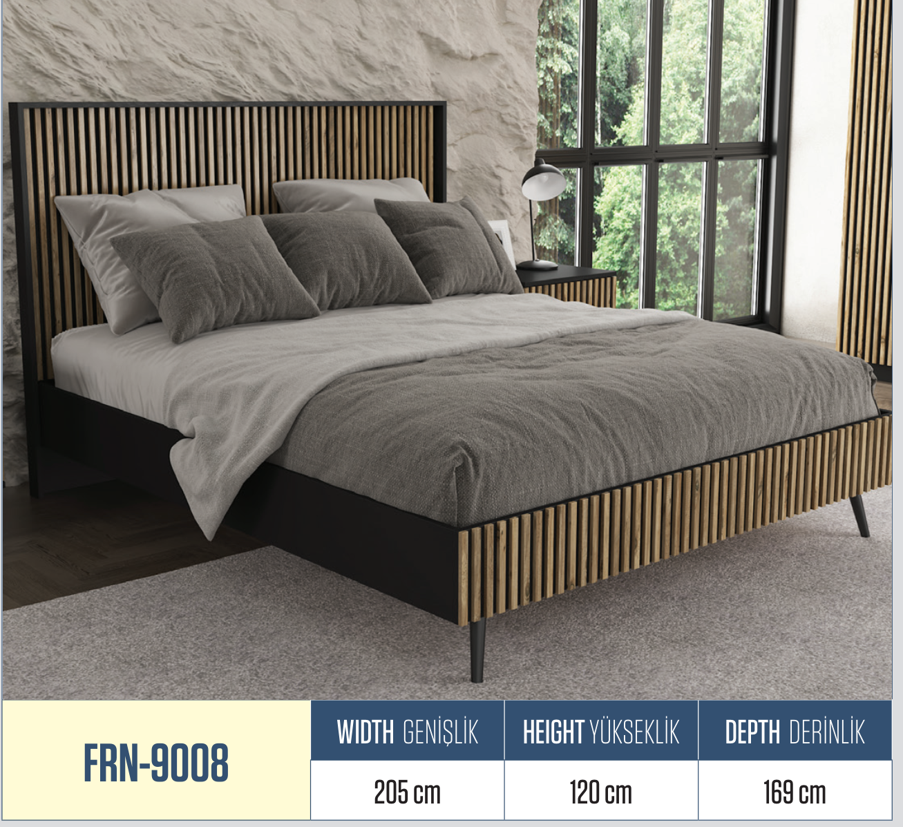 YatakZebra Çift Kişilik Yatak Atlantik Çam 205CMx120CMx169CM