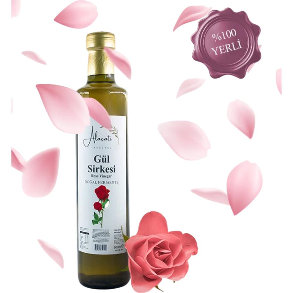 Alaçatı Naturel Gül Sirkesi Doğal Fermente 500 ml e
