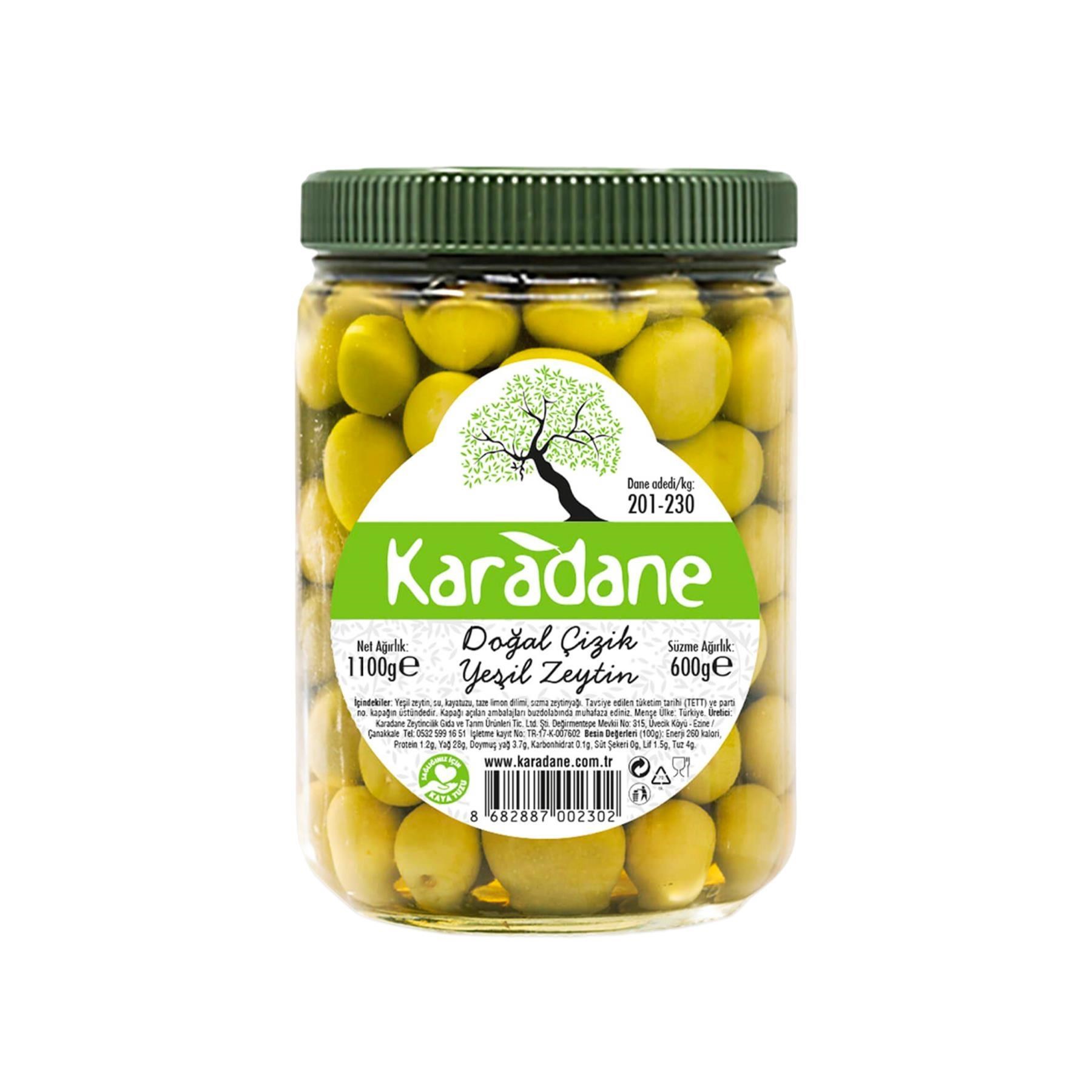 Karadane Çizik Yeşil Zeytin XL 201-230 Kalibre 600 g e