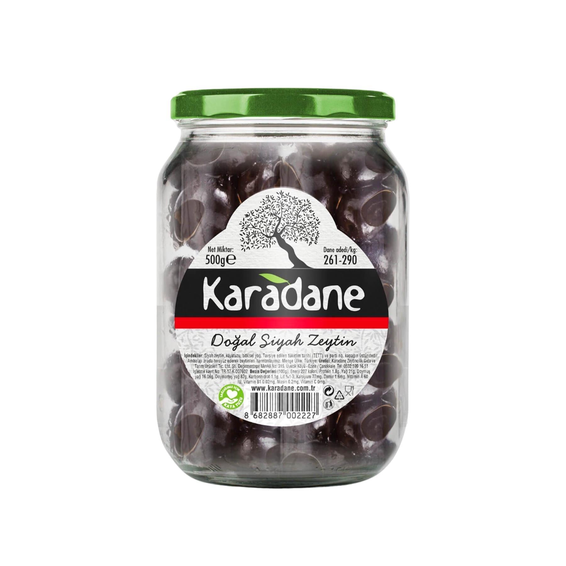 Karadane Doğal Siyah Zeytin 261-290 Kalibre 500 g e
