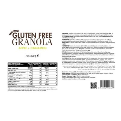 Moms Natural Foods  Glutensiz Granola Elma+Tarçın 300 g e
