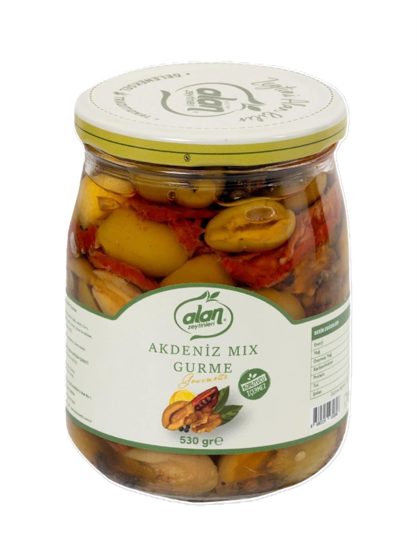 Alan Akdeniz MİX Gurme Yeşil Zeytin 530 g e