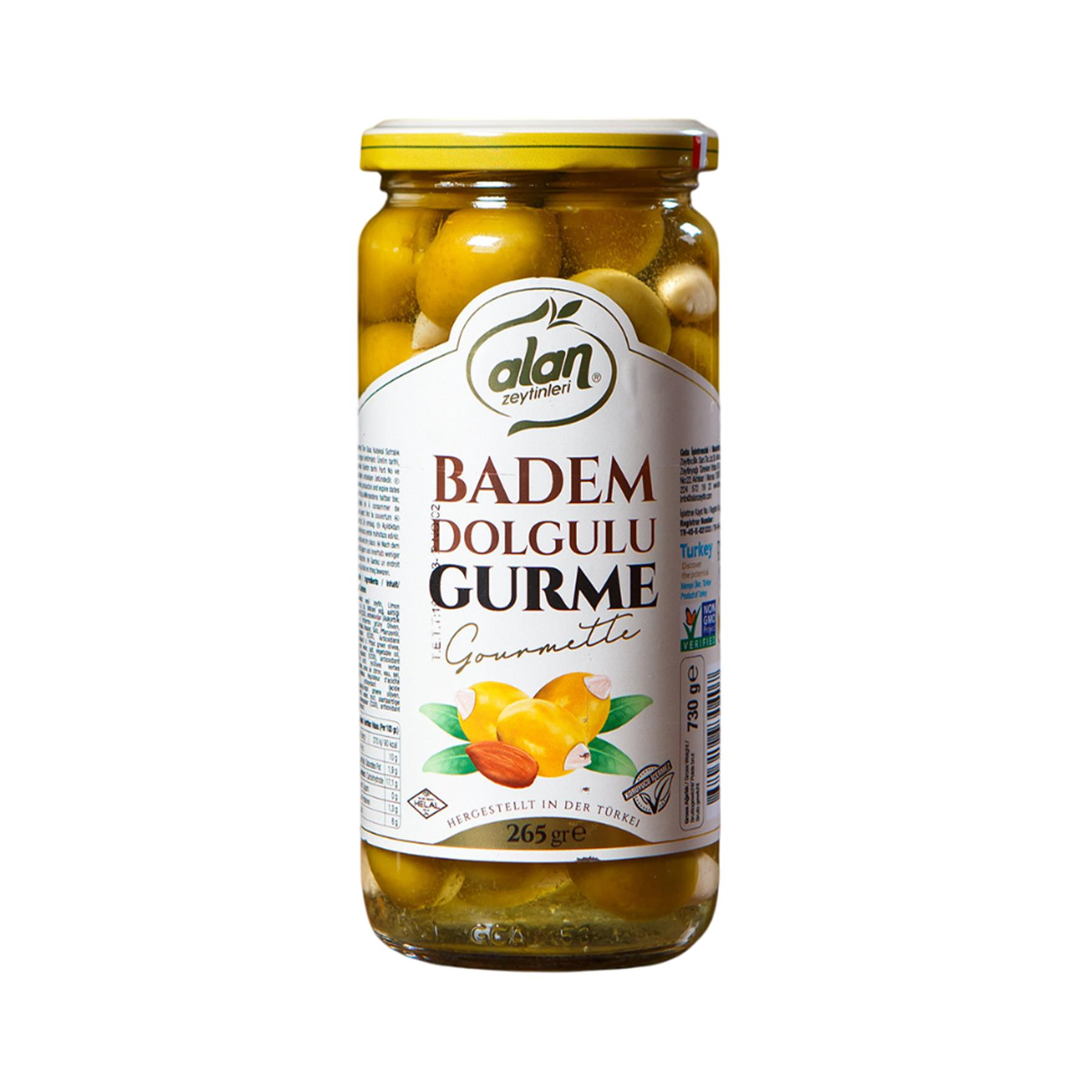 Alan Badem Dolgulu Yeşil Zeytin Gurme 265 g e 