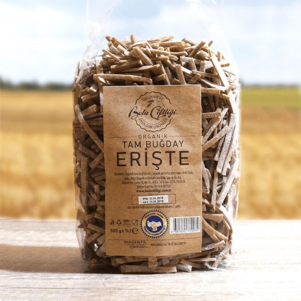 Bolu Çiftliği Organik Tam Buğday Erişte 500 Gr