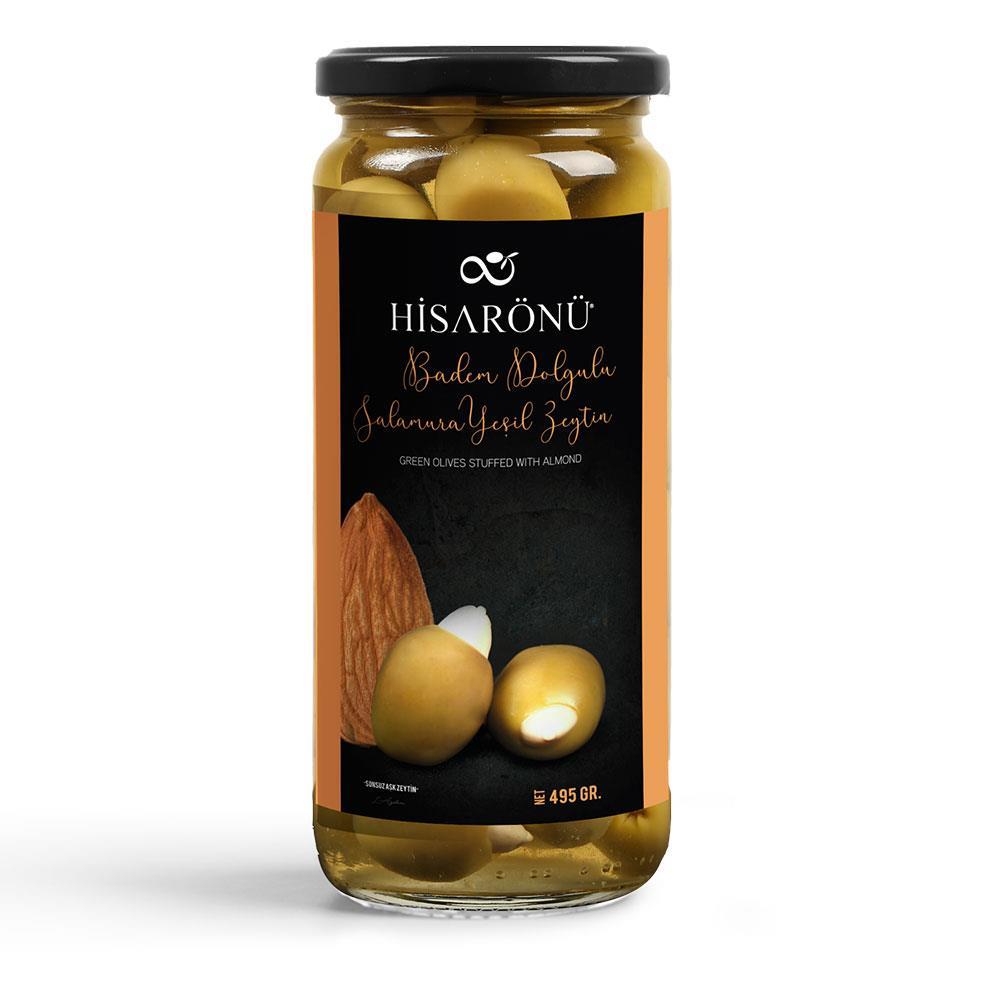 Hisarönü Badem Dolgulu Salamura Yeşil Zeytin 495 Gr