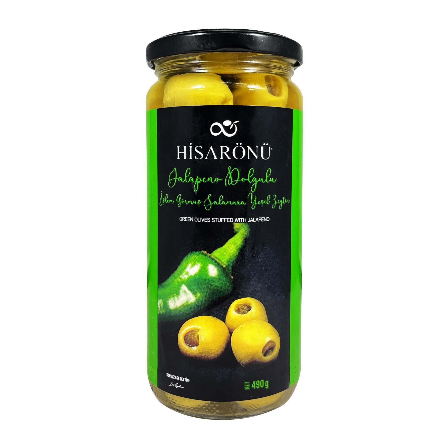 Hisarönü Salamura Jalapeno Dolgulu Yeşil Zeytin 490 g ℮