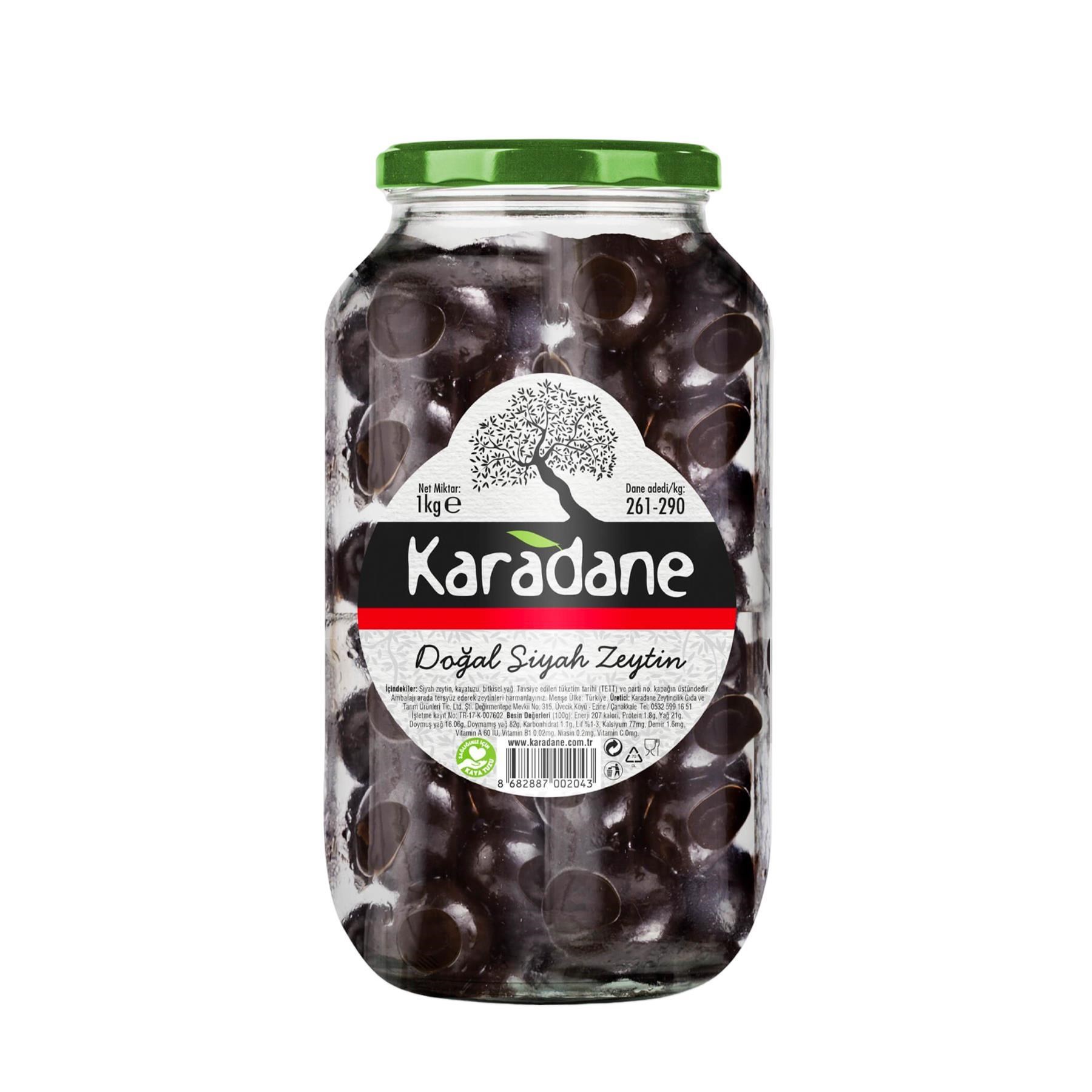 Karadane Doğal Siyah Zeytin 261-290 Kalibre 1000 g e ST00288