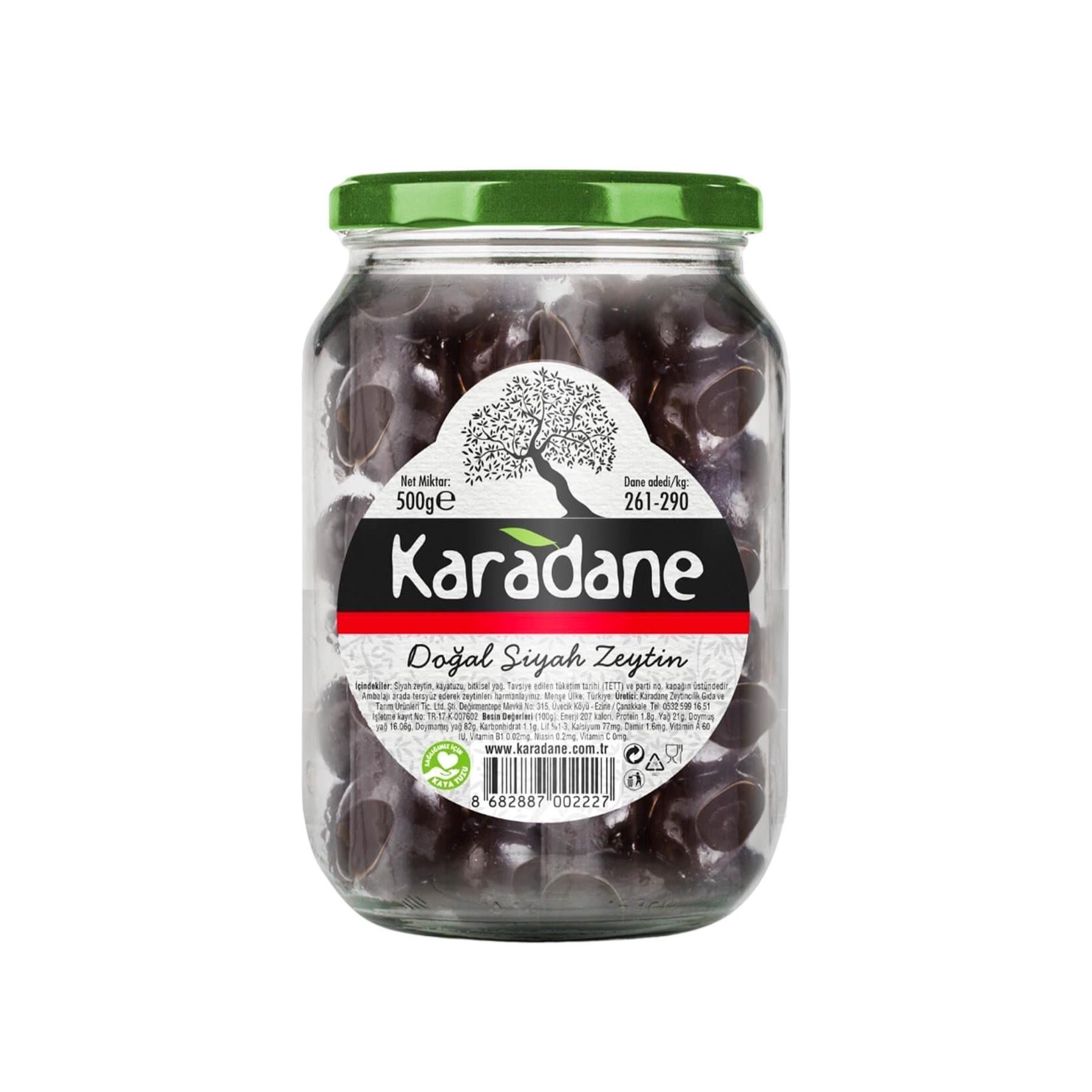 Karadane Doğal Siyah Zeytin 261-290 Kalibre 500 g e