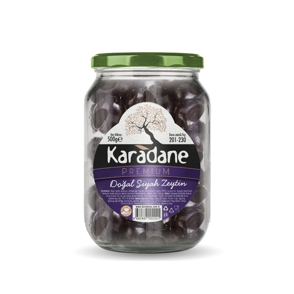 Karadane Doğal Siyah Zeytin 500  G - 201 - 230 