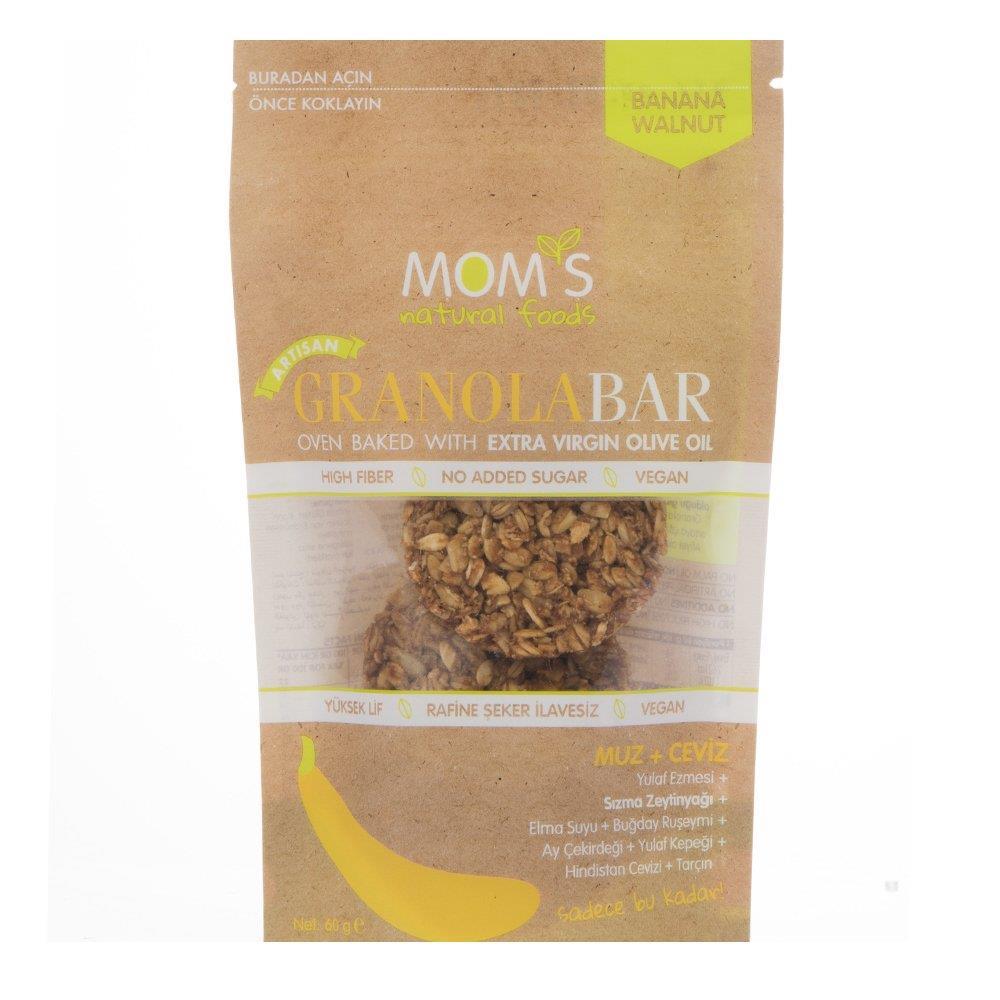 Mom's Natural Foods Granola Bar Muz+Ceviz 60g