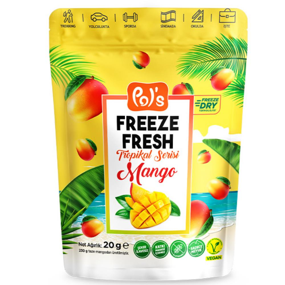 Pols Freeze Fresh Katkısız Şeker İlavesiz Dondurulmuş Mango 20 g e 