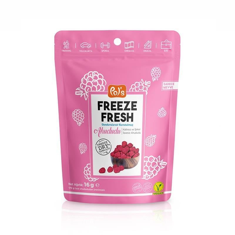 Pols Freeze Fresh Şeker İlavesiz Dondurulmuş Ahududu 16 g ℮
