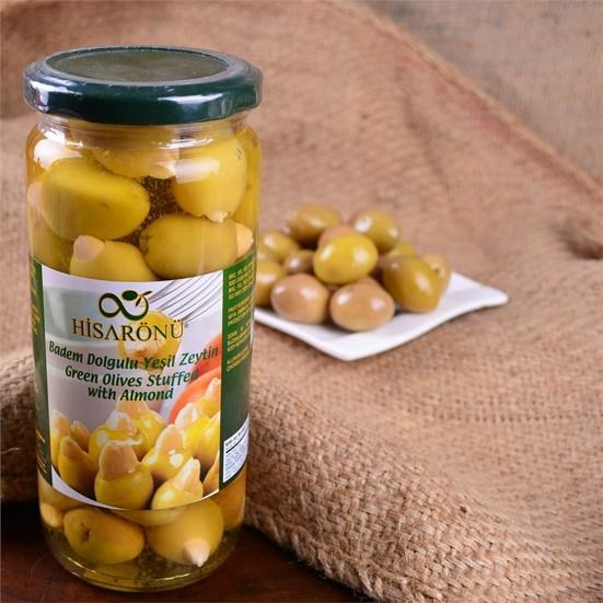 Salamura Badem Dolgulu Yeşil Zeytin İri Çekirdeksiz 495 Gr