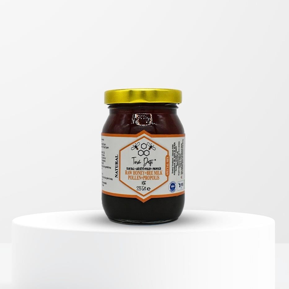 Toros Dağı Ham Bal + Arı Sütü + Polen + Propolis Karışım Balı 225 g e