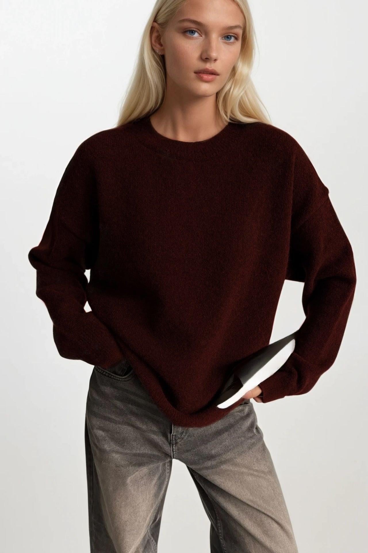 Bisiklet Yaka Basic Bordo Kazak