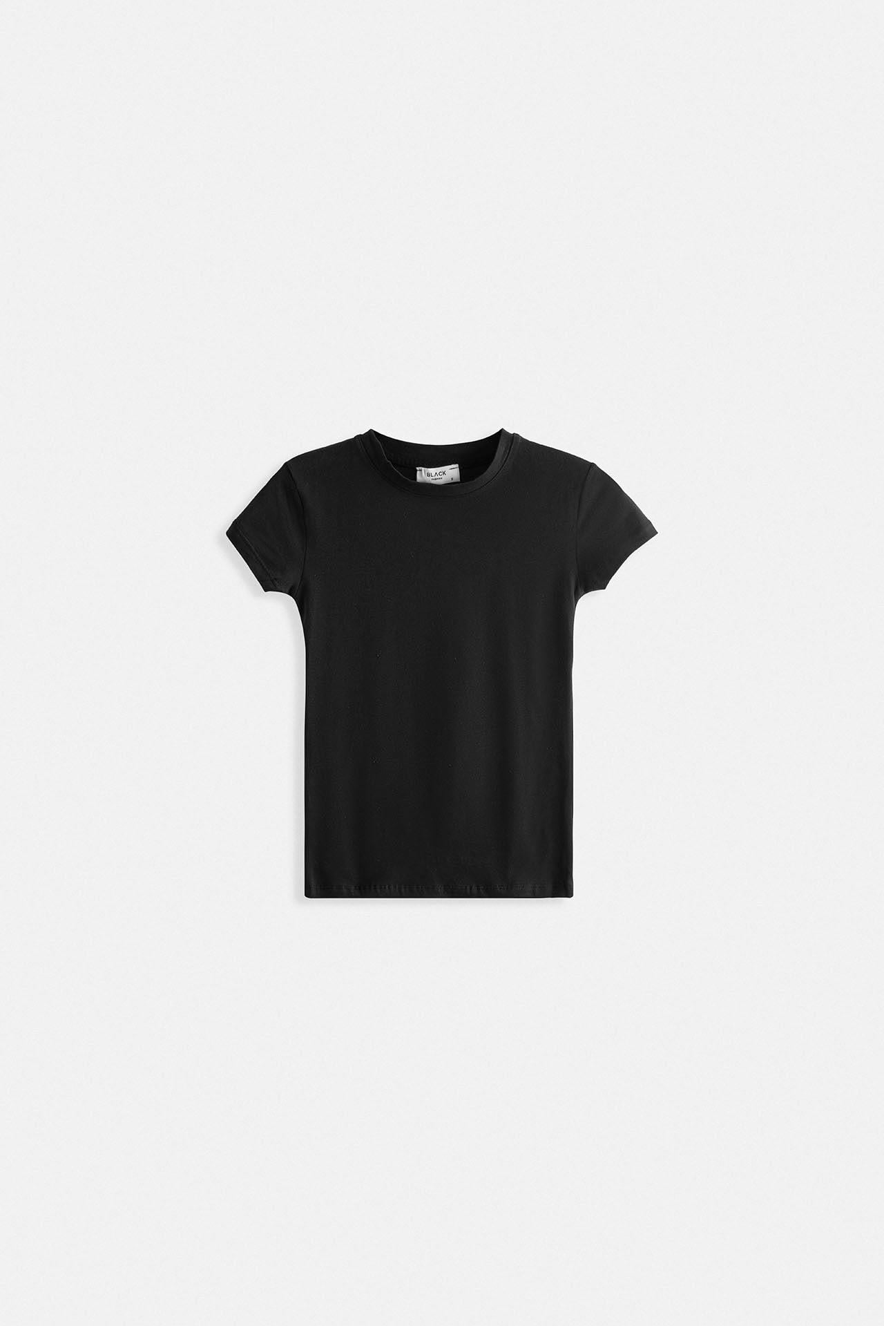 Likralı Basic Siyah T-Shirt