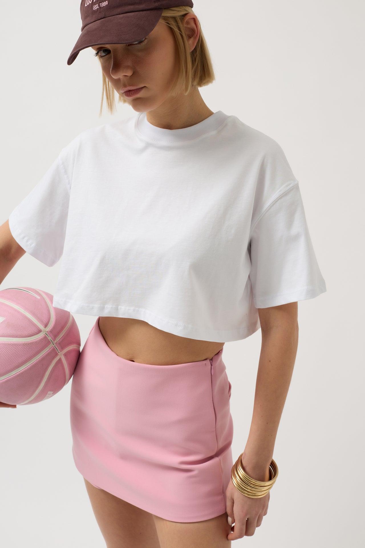 Oversize Crop Beyaz T-Shirt