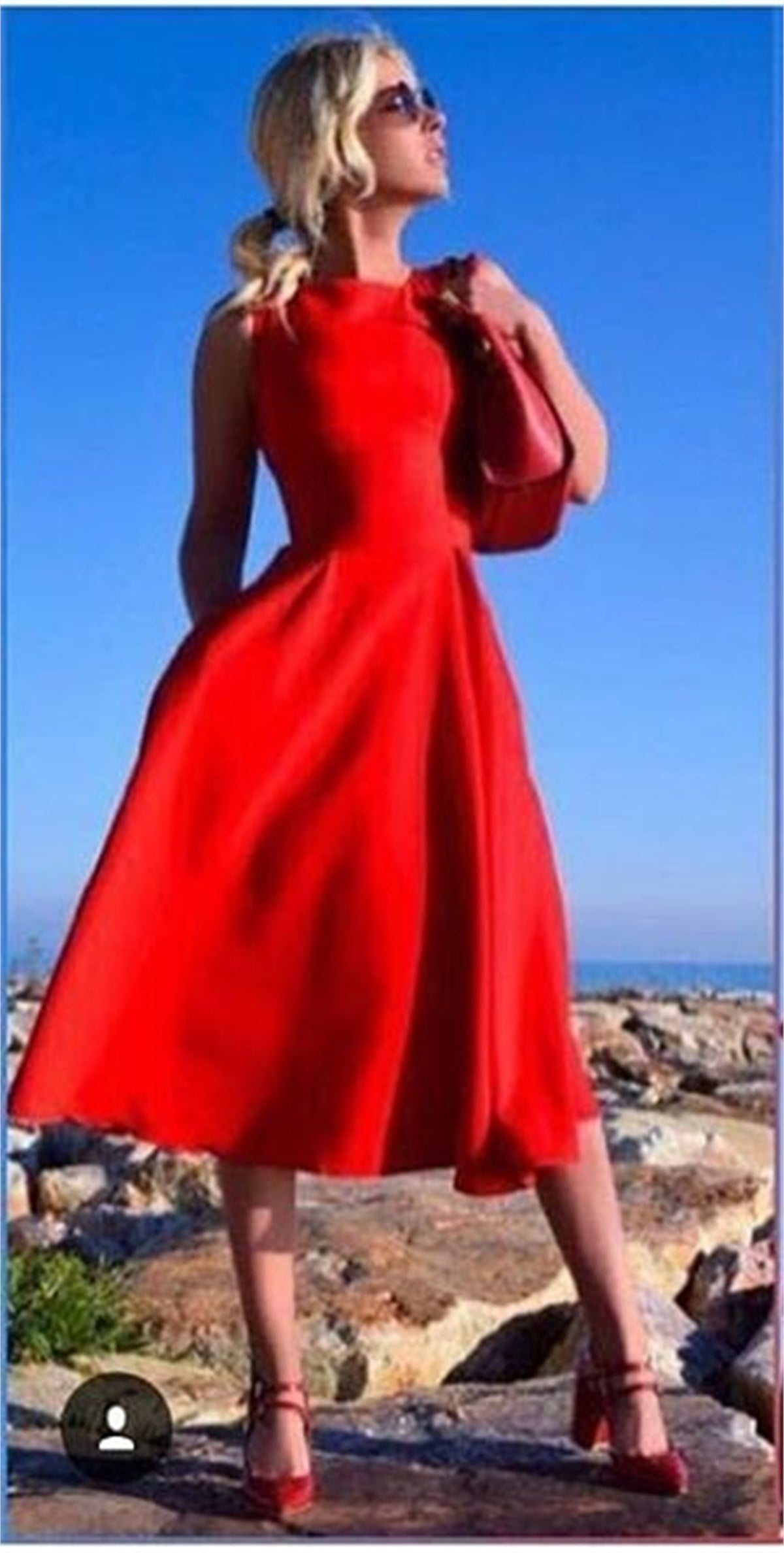 CEP DETAYLI ESNEK DALGIÇ KUMAŞ KIRMIZI MİDİ BOY ELBİSE FM-004-2