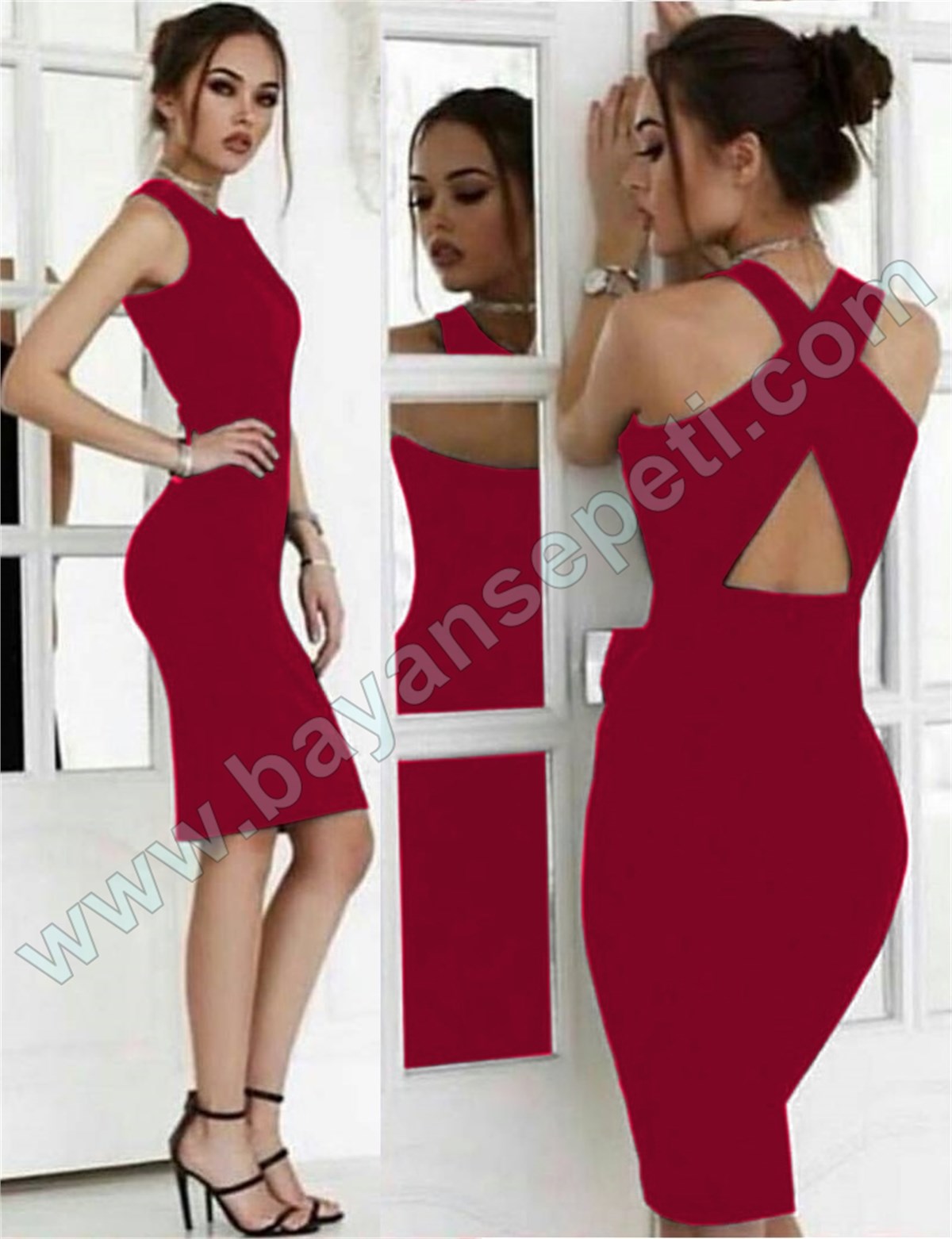 FUŞYA ESNEK DALGIÇ KUMAŞ SIRT DEKOLTELİ MİNİ ELBİSE DNM-277-5