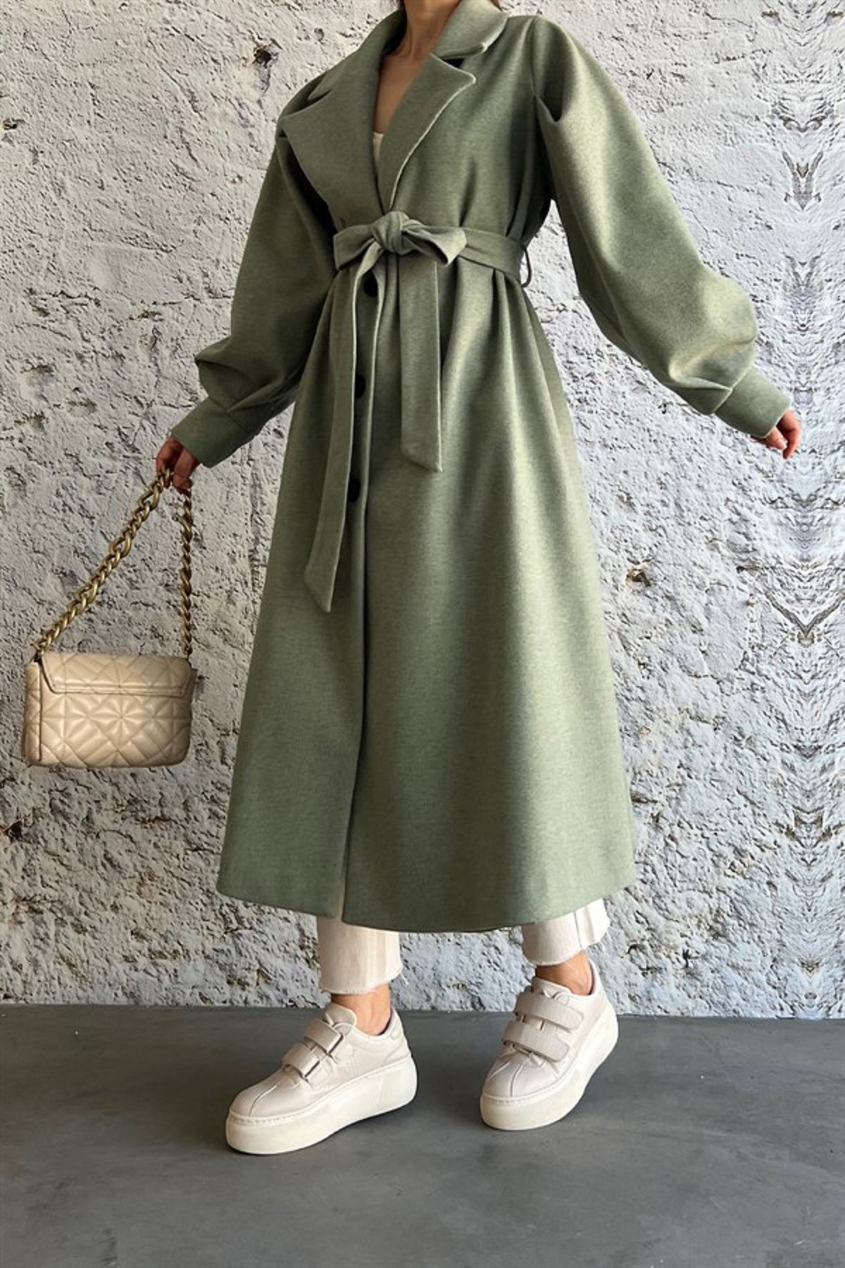 KALIN KAŞE KUMAŞ ASTARLI OVERSİZE KESİM KIŞLIK HAKİ KABAN MS-5953-HAKİ