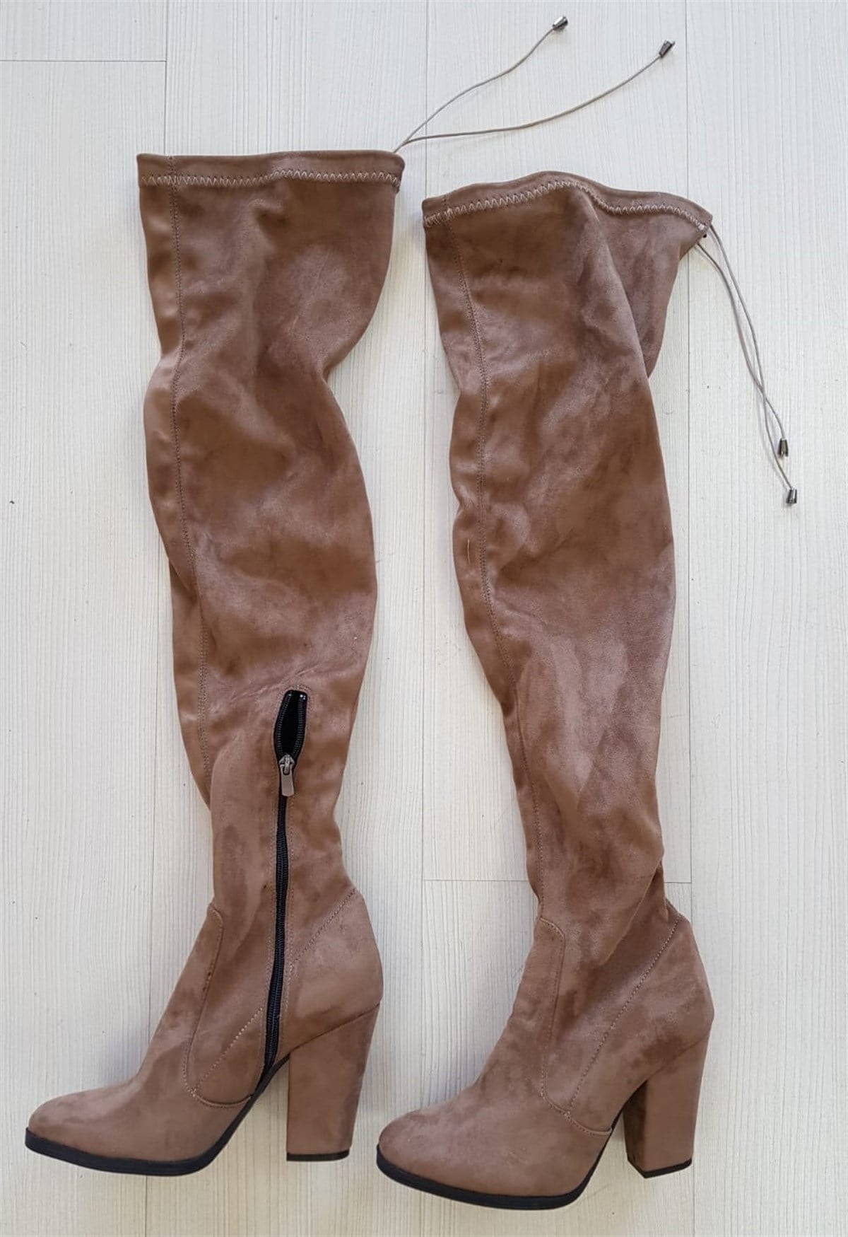 KALIN TOPUKLU PUDRA ÇİZME KALIN TOPUKLU SÜET ÇİZME KIŞLIK NUBUK ÇİZME BORDO BAYAN ÇİZME RED WOMAN SHOES BYNSPT-035-KAHVE