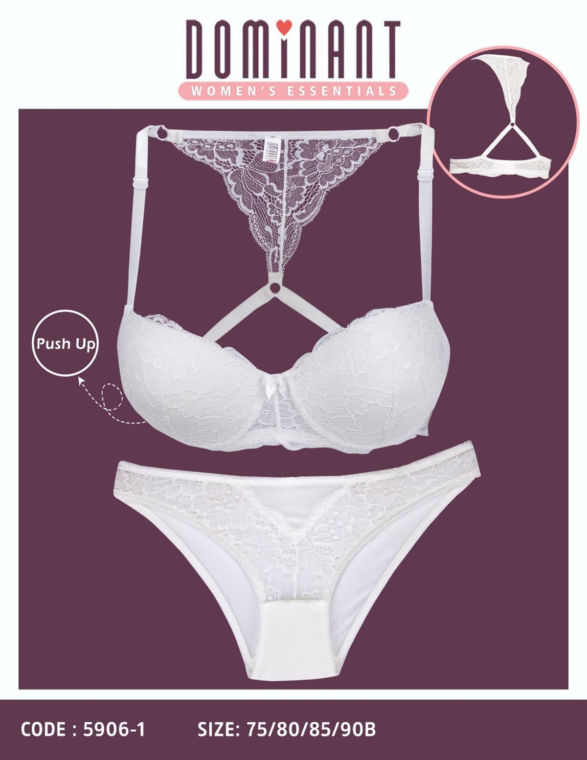 KOZA DOLGULU BEYAZ SÜTYEN TAKIM WHITE BRA SET koza-5906-1