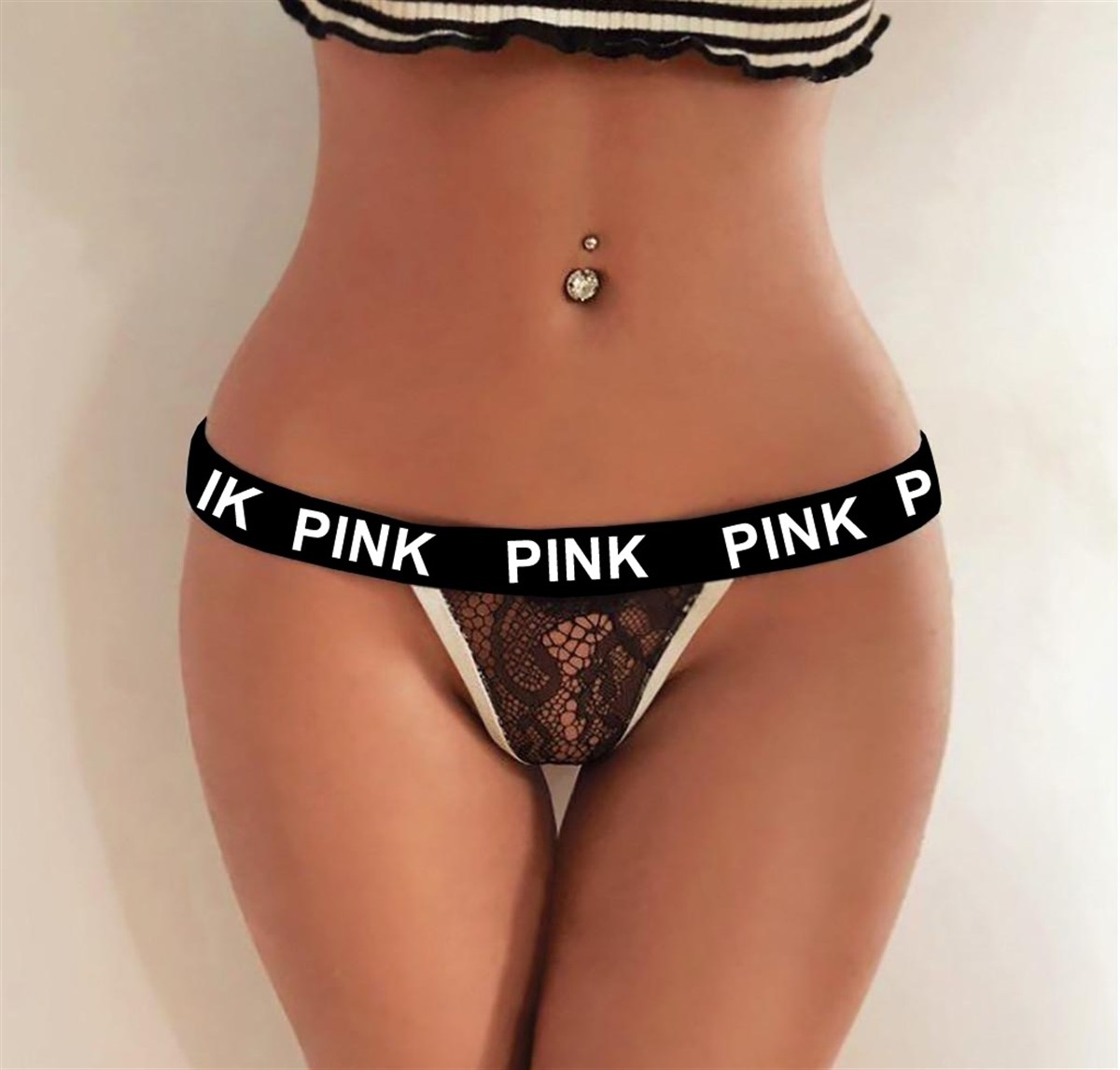 BELİ ESNEK LASTİK ŞERİTLİ FANTAZİ TANGA BLACK PANTY DNM-571-siyah