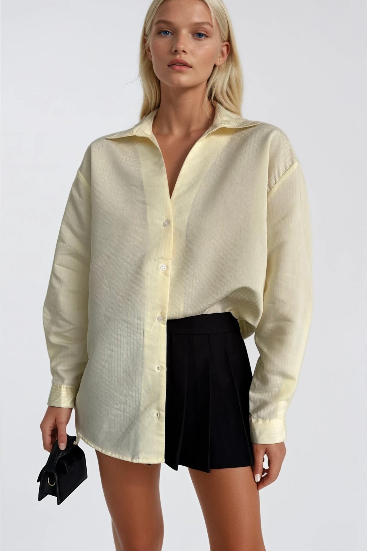 Çizgili Sarı Oversize Gömlek