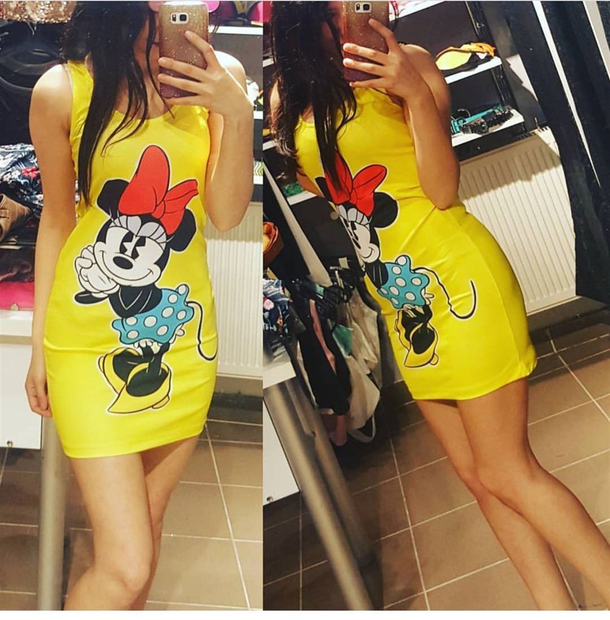 DALGIÇ KUMAŞ ÜZERİ DİJİTAL BASKILI MİNİ ELBİSE CHP-034-2