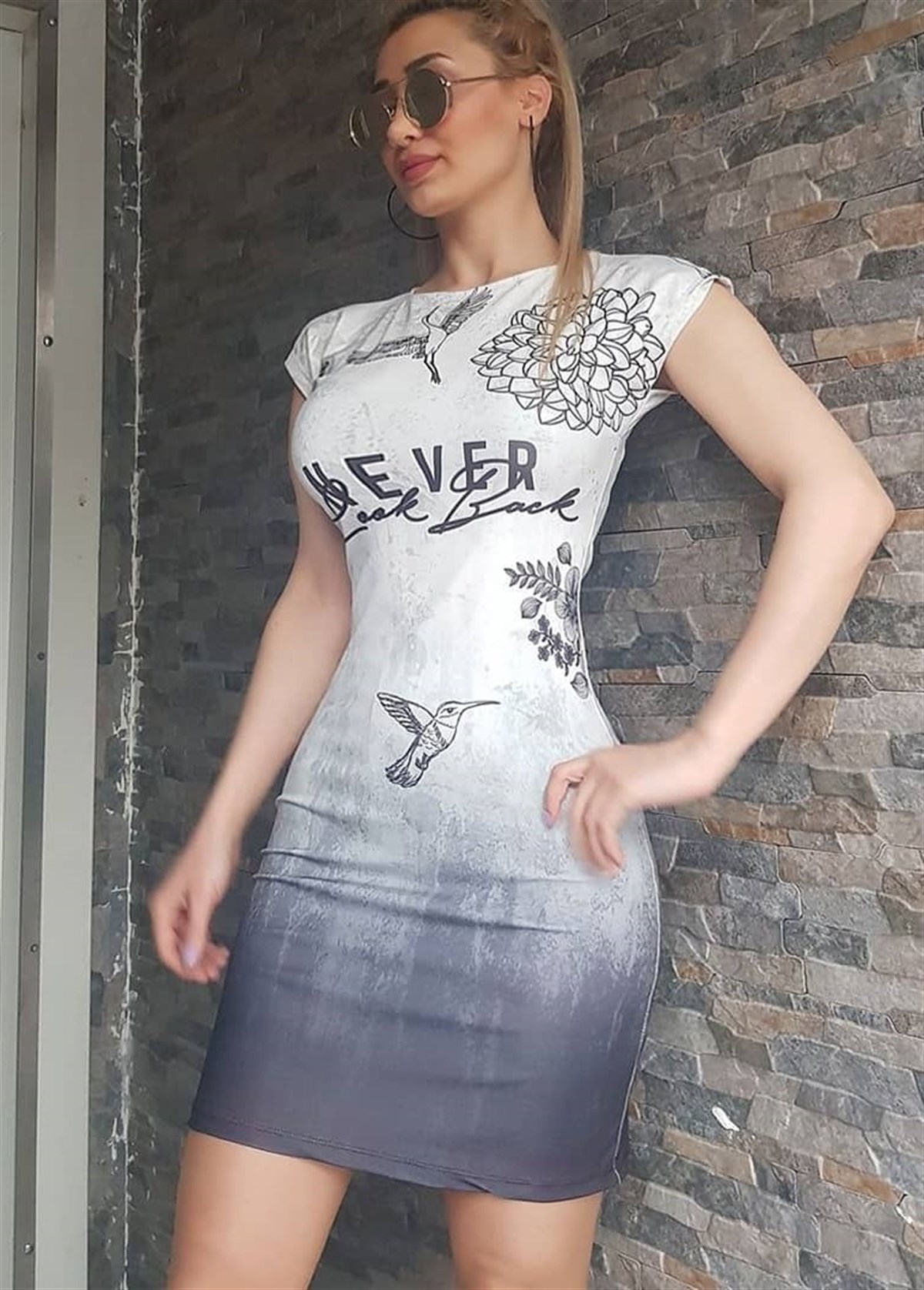 DALGIÇ KUMAŞ ÜZERİ DİJİTAL BASKILI MİNİ ELBİSE CHP-156