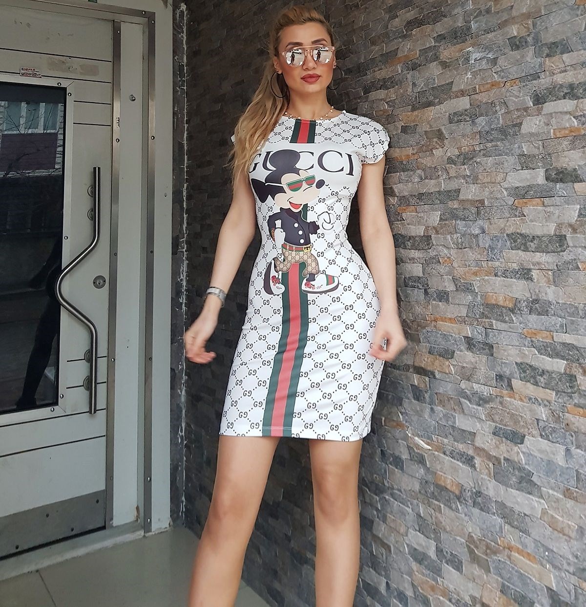 DALGIÇ KUMAŞ ÜZERİ DİJİTAL BASKILI MİNİ ELBİSE CHP-141-1