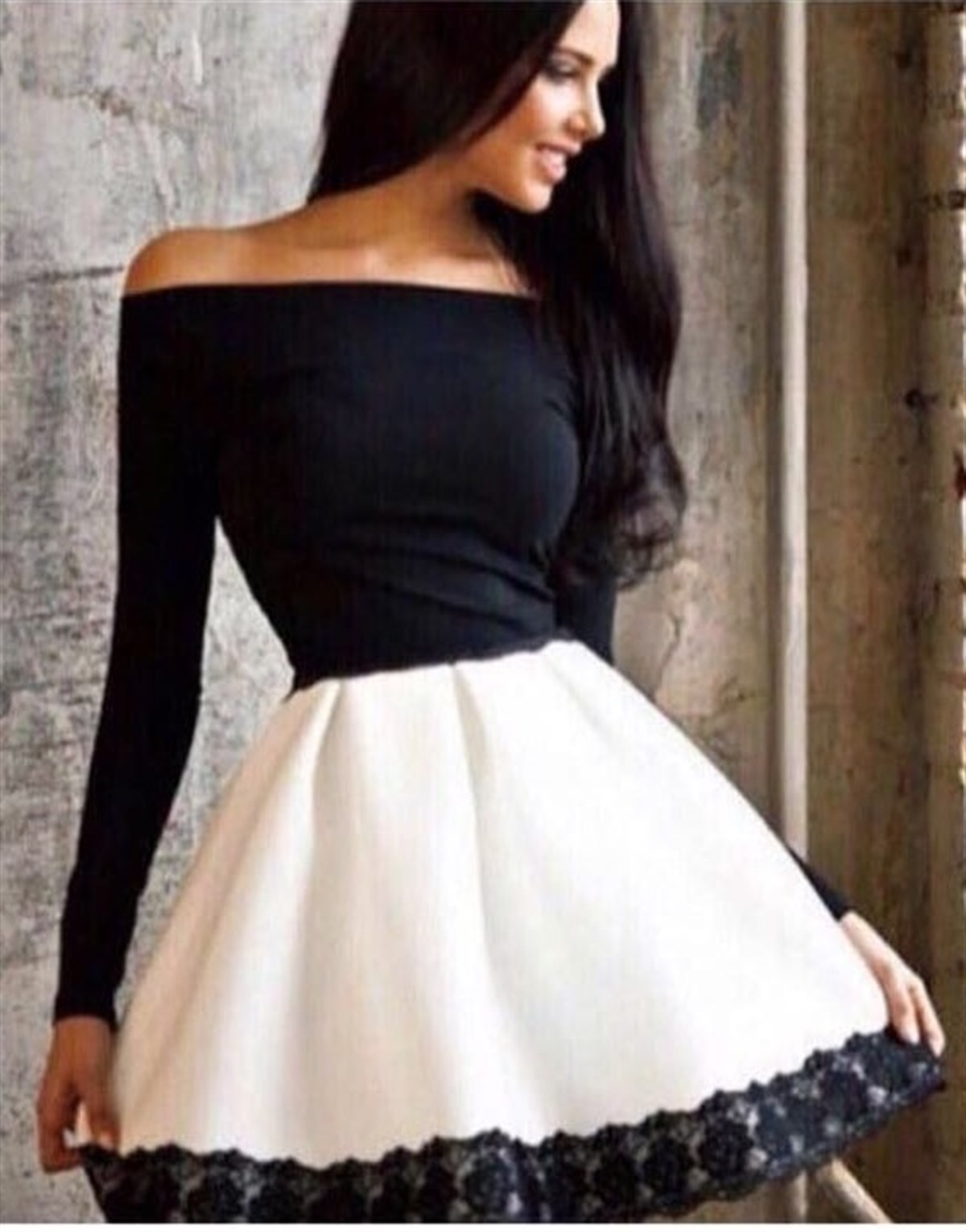 DALGIÇ KUMAŞ UZUN KOLLU YENİ SEZON STRAPLEZ ELBİSE BLACK DRESS NEW ARRIVAL FM-036