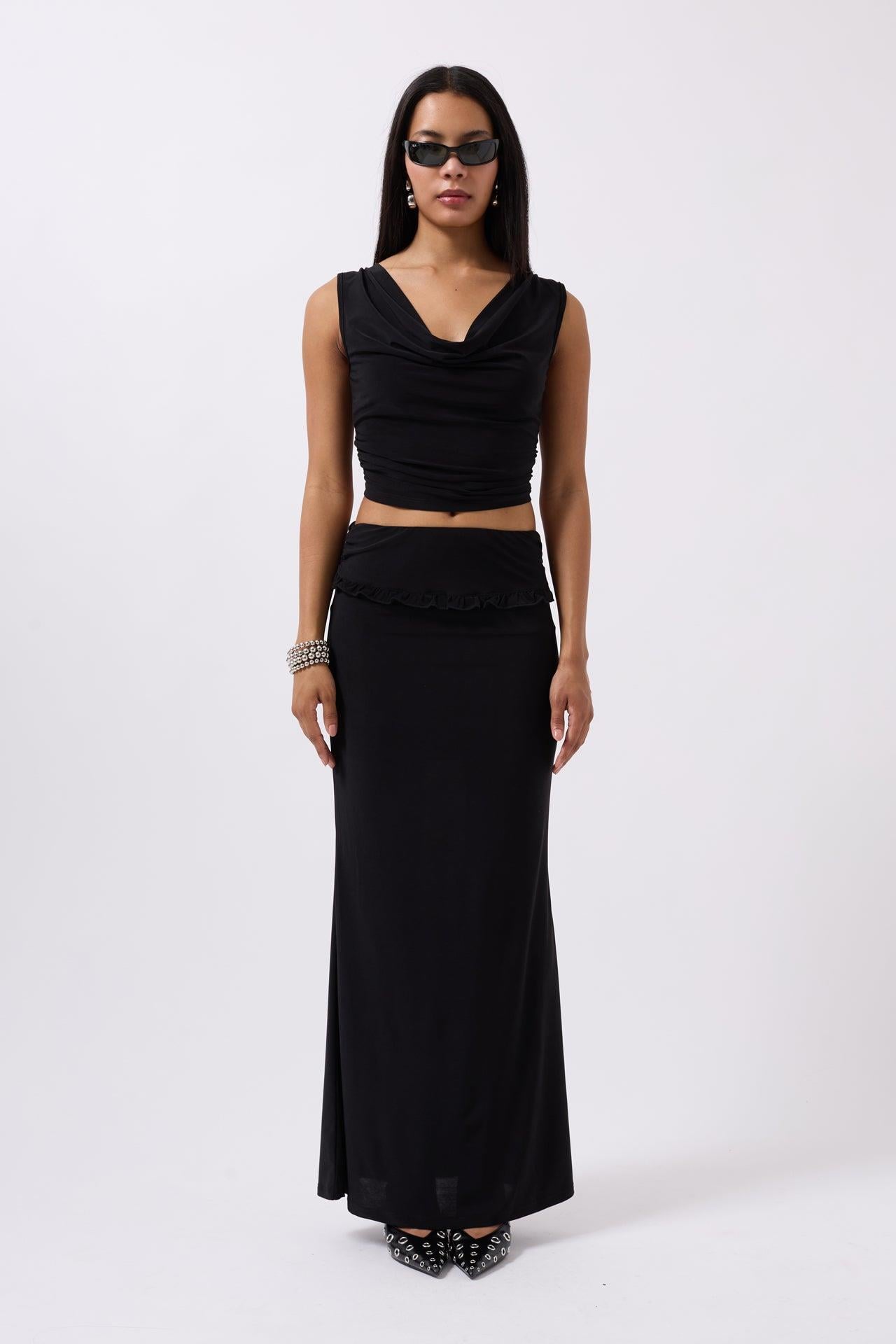Degaje Yaka Siyah Crop