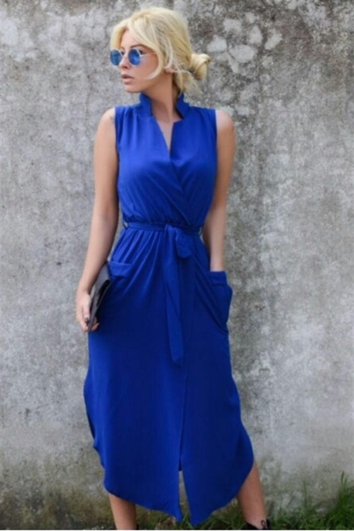 EMPRİME KUMAŞ DEKOLTELİ GÖMLEK ELBİSE MSCX-053