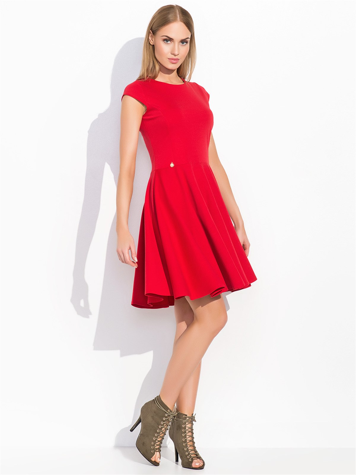 ESNEK DALGIÇ KUMAŞ KISA KOLLU KIRMIZI SPOR MİNİ ELBİSE KIRMIZI KİLOŞ ELBİSE RED MINI DRES DNM-370-3