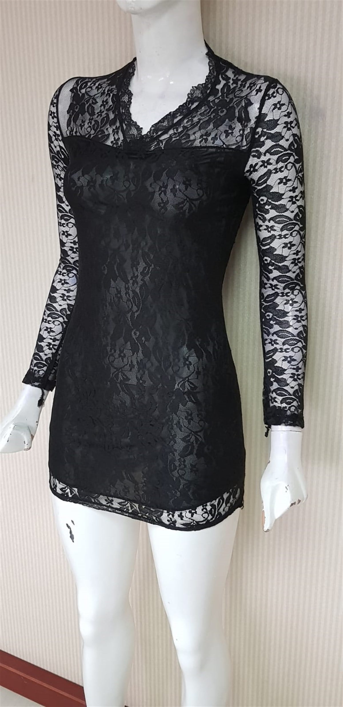 ESNEK DANTEL KUMAŞ İÇİ ASTARLI MİNİ ELBİSE CLUBWEAR ASİA-016