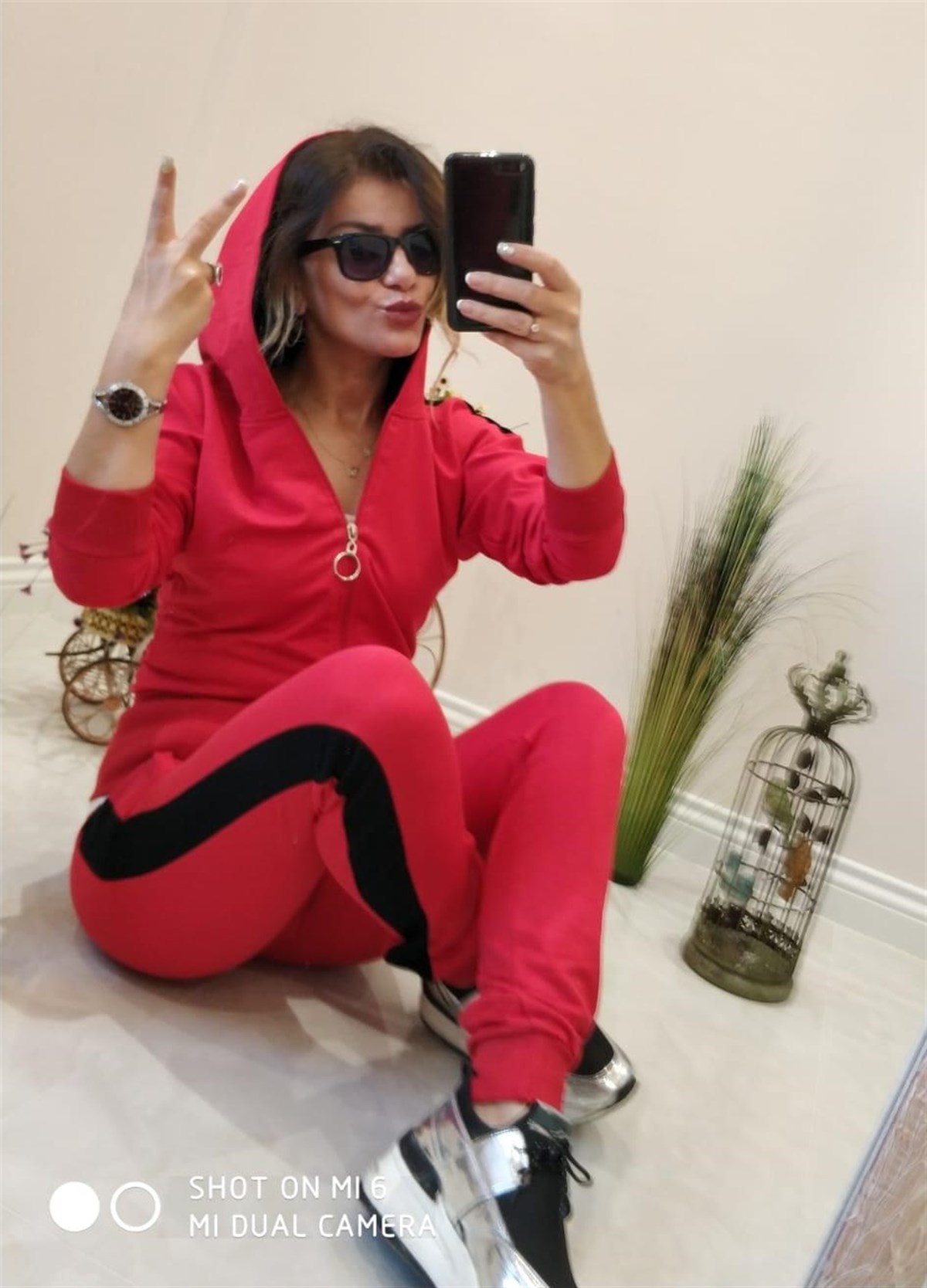 ESNEK İKİİPLİK KUMAŞ YANLARI ŞERİTLİ KIRMIZI EŞOFMAN TAKIM BAYAN EŞOFMAN TAKIM EŞOFMAN TAKIM CHP-200-1