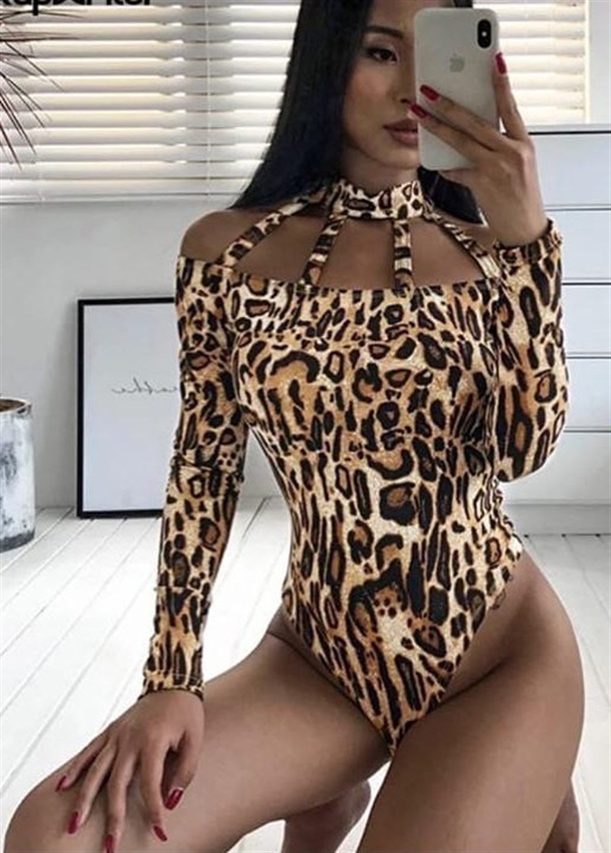 ESNEK KUMAŞ LEOPAR DESEN BODYSUİT ROMPER LP-249