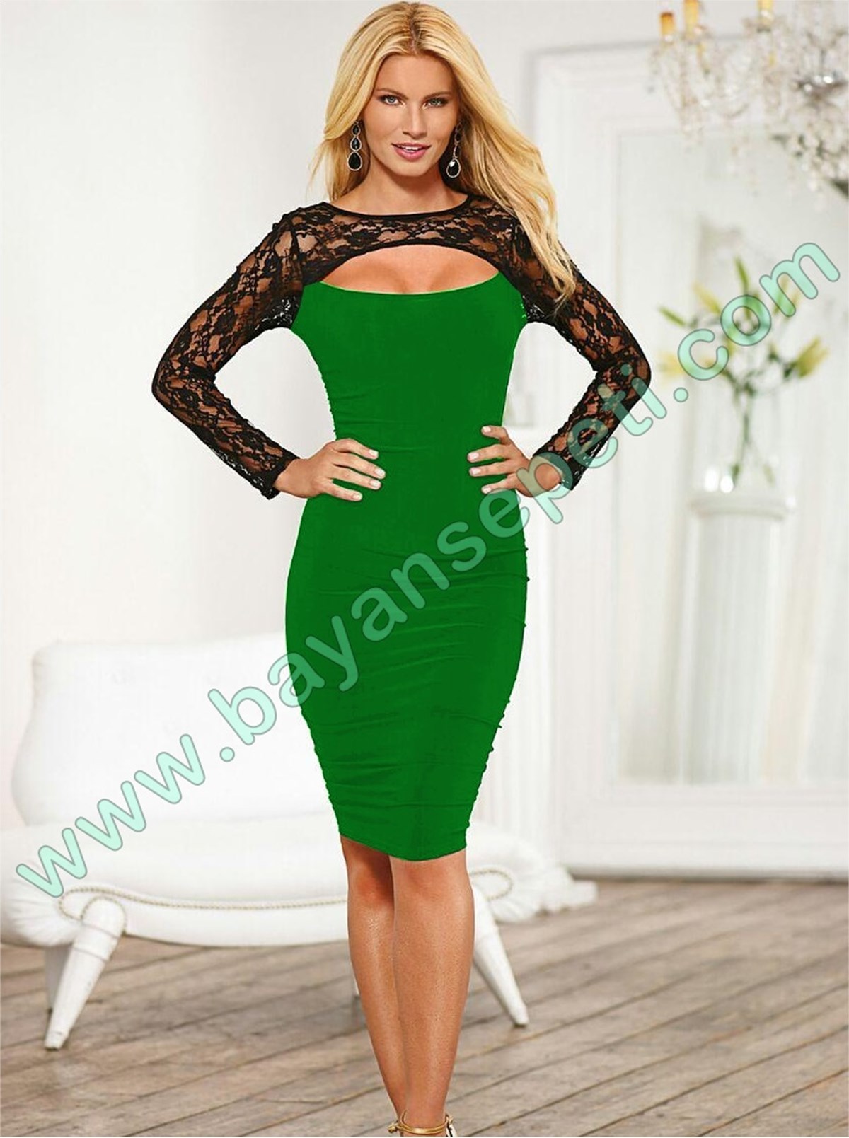 ESNEK SANDY KUMAŞ DANTEL DETAY MİNİ ELBİSE DNM-324-10
