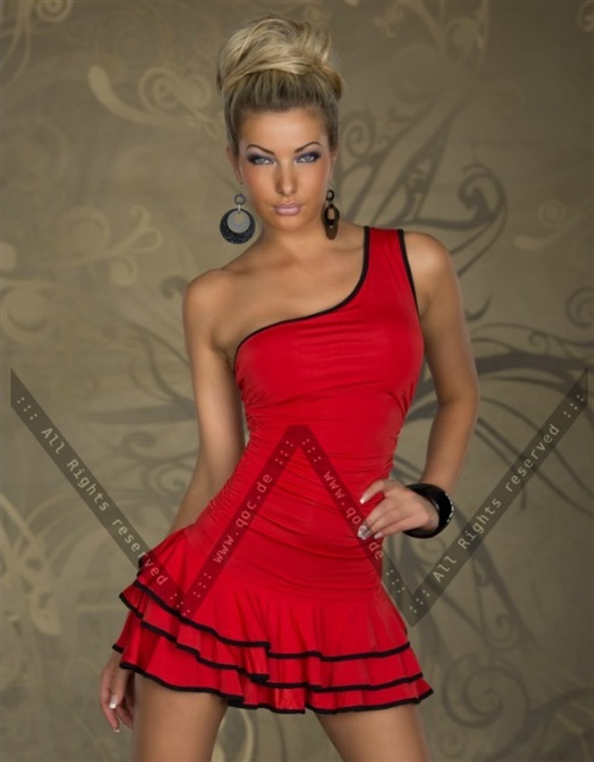 FULL LİKRA ESNEK SANDY KUMAŞ TEK KOLLU MİNİ ELBİSE DNM-378-2