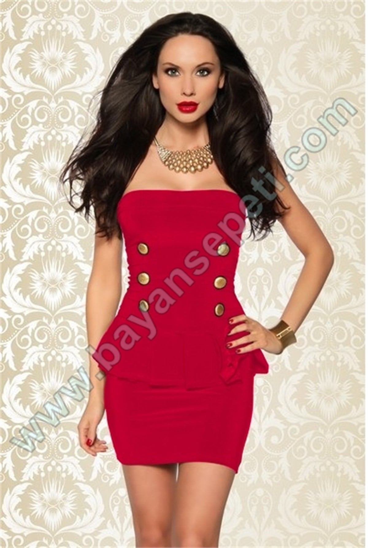 FUŞYA ESNEK DALGIÇ KUMAŞ DÜĞME DETAYLI MİNİ ELBİSE DNM-296-7